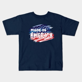 Made in America Watercolor Stars & Stripes Kids T-Shirt